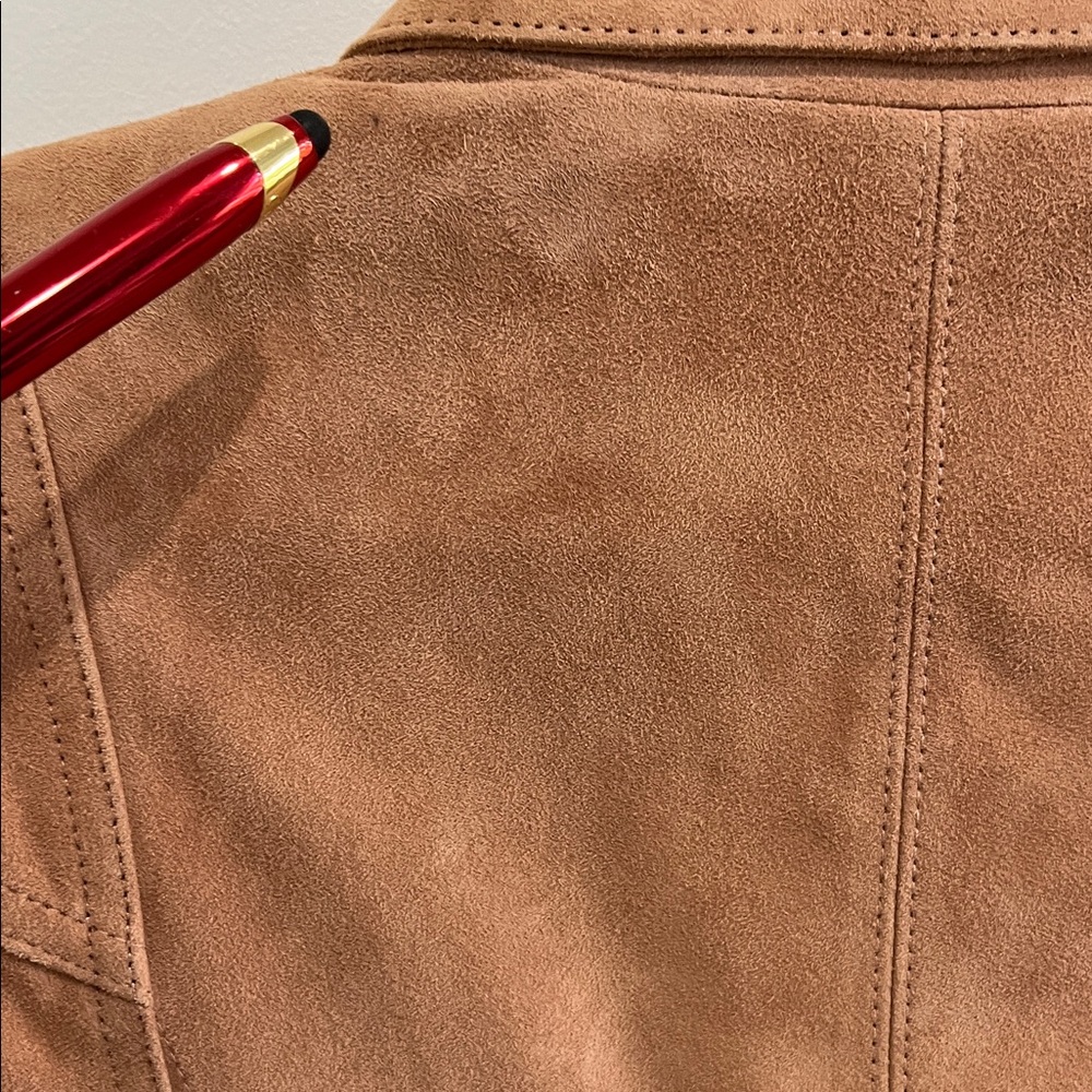 Genuine Leather White House Black Market Camel Suede Moto Jacket, Size XS - Picture 14 of 16